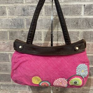 Thirty-One Pink and Brown Floral Shoulder Bag
